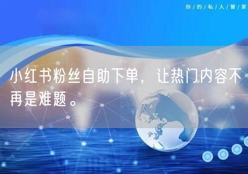 小红书粉丝自助下单，让热门内容不再是难题。