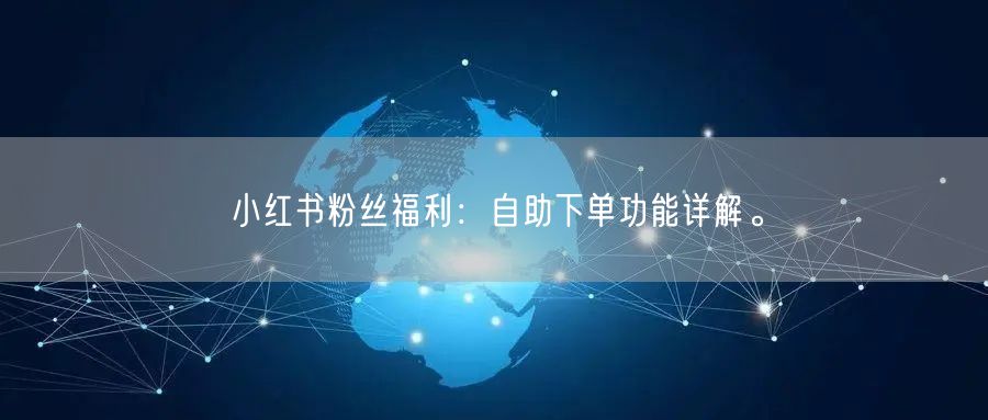 小红书粉丝福利：自助下单功能详解。