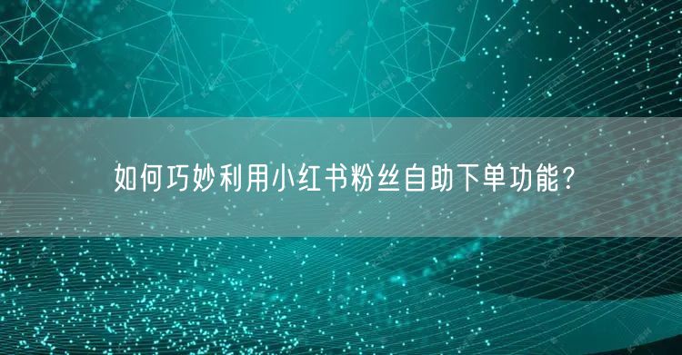 如何巧妙利用小红书粉丝自助下单功能？