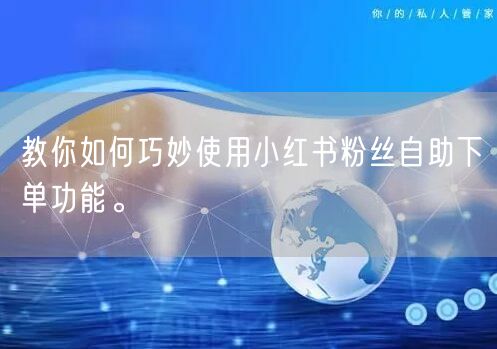 教你如何巧妙使用小红书粉丝自助下单功能。