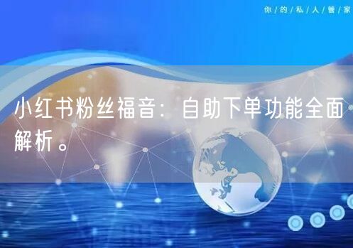 小红书粉丝福音：自助下单功能全面解析。