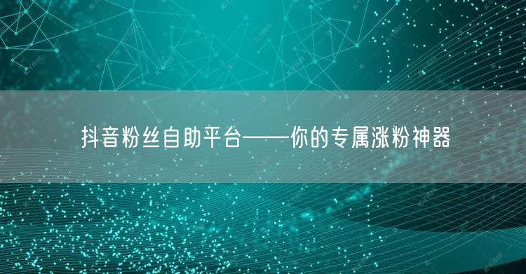 抖音粉丝自助平台——你的专属涨粉神器