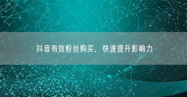 抖音有效粉丝购买，快速提升影响力