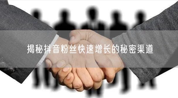 揭秘抖音粉丝快速增长的秘密渠道