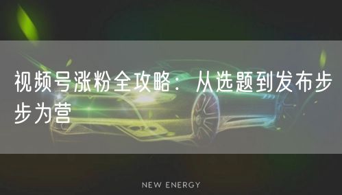 视频号涨粉全攻略：从选题到发布步步为营
