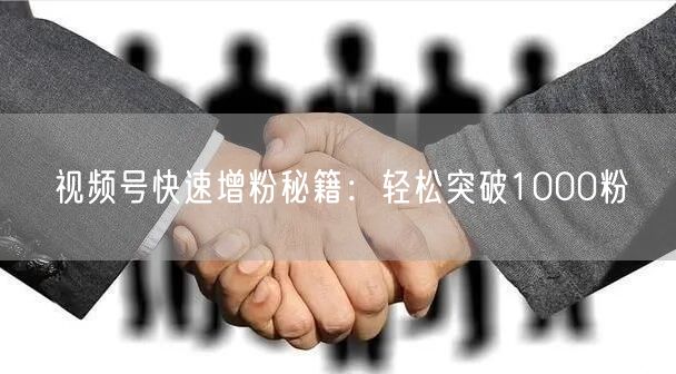 视频号快速增粉秘籍：轻松突破1000粉
