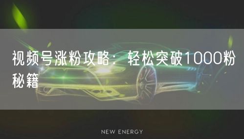视频号涨粉攻略：轻松突破1000粉秘籍