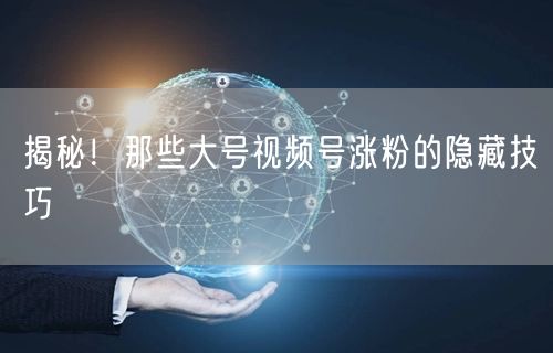 揭秘！那些大号视频号涨粉的隐藏技巧