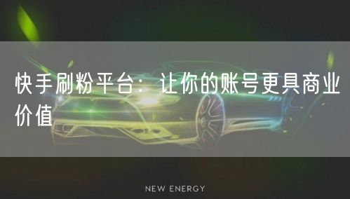 快手刷粉平台：让你的账号更具商业价值