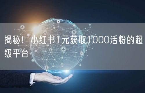 揭秘！小红书1元获取1000活粉的超级平台