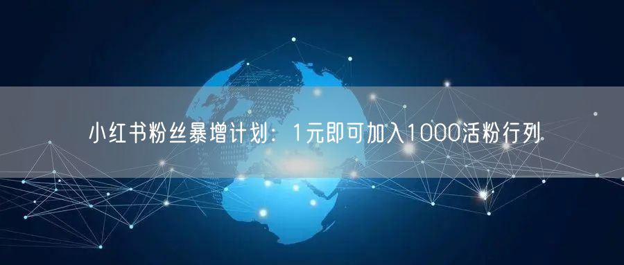 小红书粉丝暴增计划：1元即可加入1000活粉行列