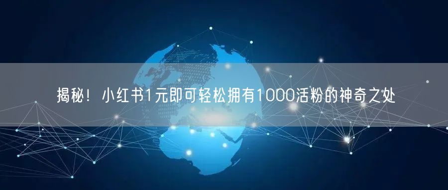揭秘！小红书1元即可轻松拥有1000活粉的神奇之处