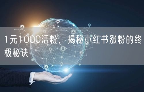 1元1000活粉，揭秘小红书涨粉的终极秘诀