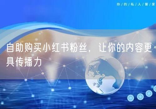 自助购买小红书粉丝，让你的内容更具传播力