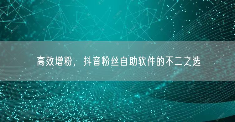 高效增粉，抖音粉丝自助软件的不二之选
