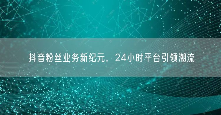 抖音粉丝业务新纪元，24小时平台引领潮流