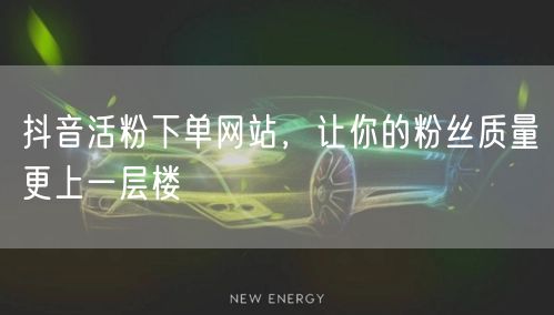抖音活粉下单网站，让你的粉丝质量更上一层楼