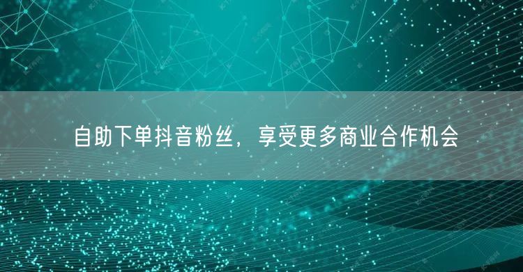自助下单抖音粉丝，享受更多商业合作机会