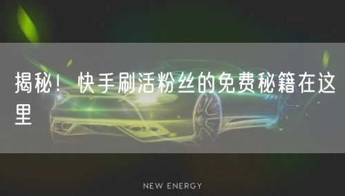 揭秘！快手刷活粉丝的免费秘籍在这里
