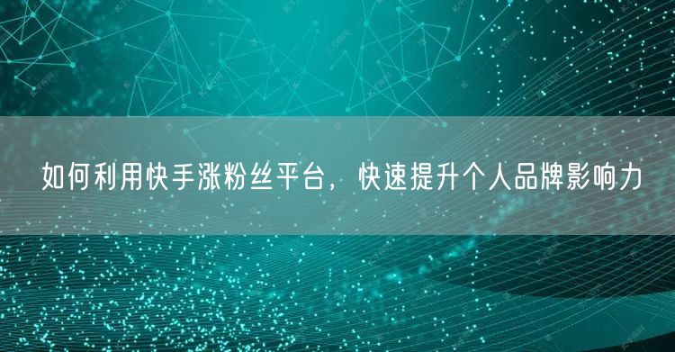 如何利用快手涨粉丝平台，快速提升个人品牌影响力