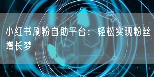 小红书刷粉自助平台：轻松实现粉丝增长梦