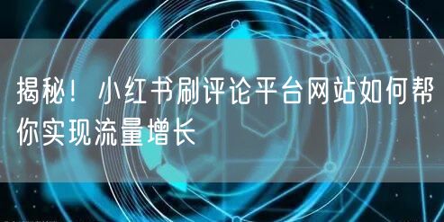 揭秘！小红书刷评论平台网站如何帮你实现流量增长