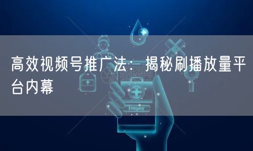 高效视频号推广法：揭秘刷播放量平台内幕