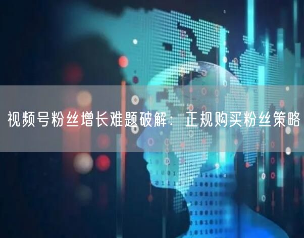 视频号粉丝增长难题破解：正规购买粉丝策略