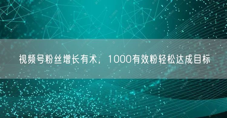 视频号粉丝增长有术，1000有效粉轻松达成目标