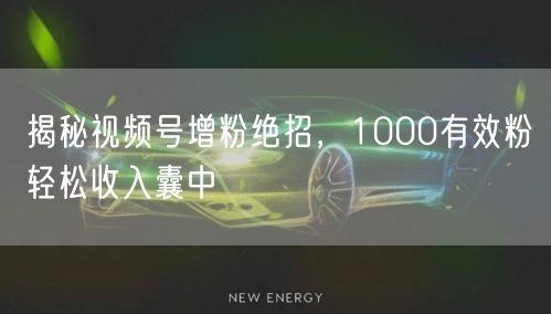 揭秘视频号增粉绝招，1000有效粉轻松收入囊中
