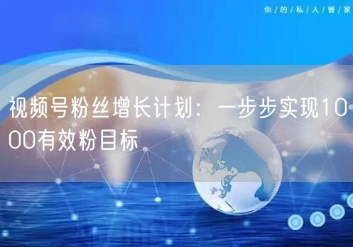 视频号粉丝增长计划：一步步实现1000有效粉目标