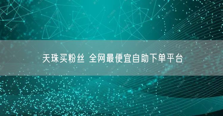 天珠买粉丝 全网最便宜自助下单平台